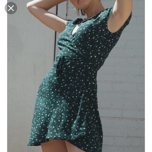 Green floral wrap dress